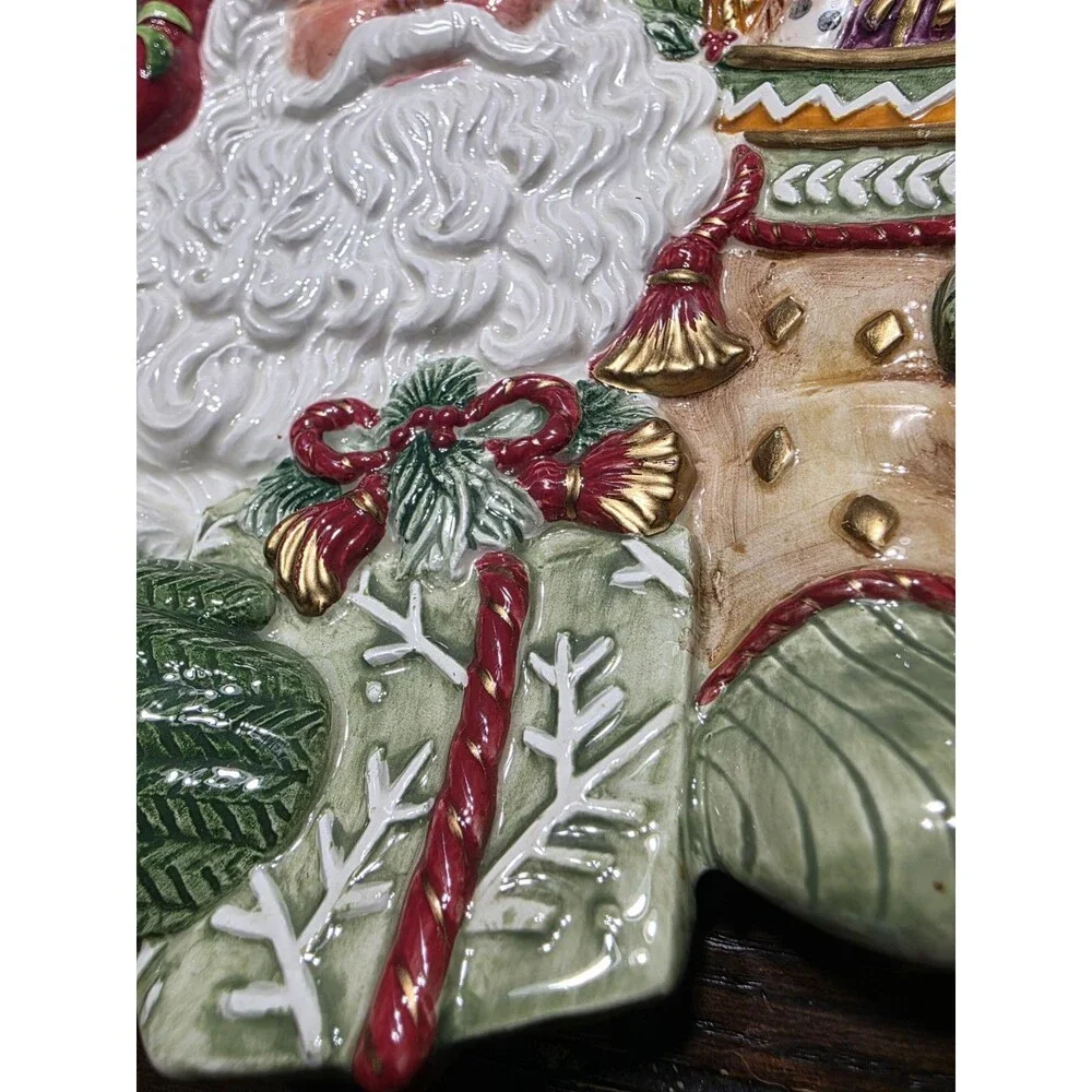 Fitz & Floyd WINTER HOLIDAY SANTA 3D Tidbit Plate Christmas Appetizer Dish